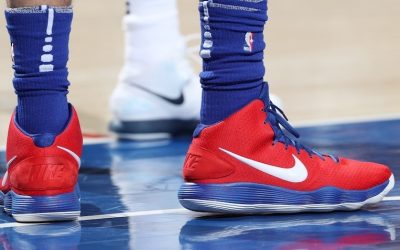 Ben Simmons in the Nike Hyperdunk 2017 'All red with the white swoosh'
