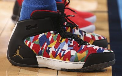 Carmelo Anthony in the Jordan Melo 1.5 'Multicolored'