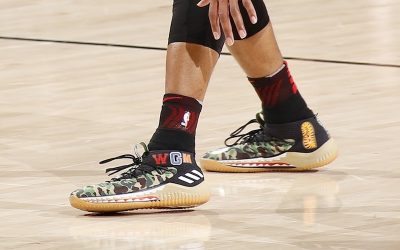 Damian Lillard in the Adidas Dame 4 'BAPE Camo'