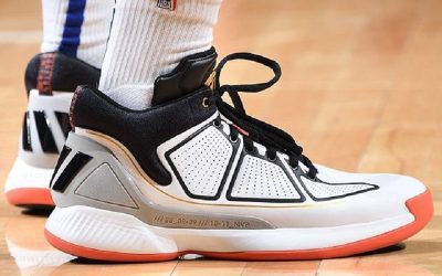 Derrick Rose in the Adidas D Rose 10 'White, grey, black and orange'