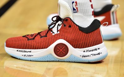 Dwyane Wade in the Li-Ning Way of Wade 6 'Red top with white bottom'