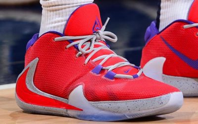 Gary Harris in the Nike Zoom Freak 1 'Red, purple and grey'