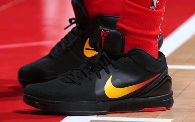 Isaiah Thomas in the Nike Zoom Kobe 4 Protro “All black with gradient swoosh”