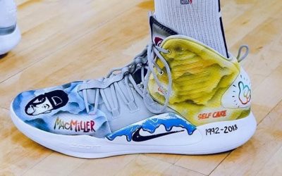 Karl-Anthony Towns in the Nike Hyperdunk X 'Mac Miller'