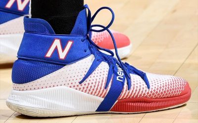 Kawhi Leonard in the New Balance OMN1S 'Clippers red white and blue'
