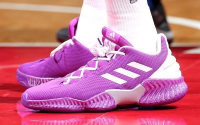 Kelly Oubre in the Adidas Pro Bounce 2018 Low 'Purple and white'