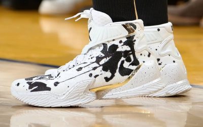 Klay Thompson in the Anta KT3 'White with black spots'