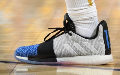 Kyle Lowry in the Adidas Harden Vol. 3 'Blue, black and grey PE'