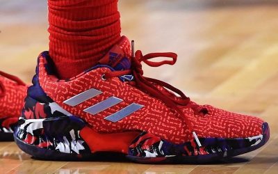 Kyle Lowry in the Adidas Pro Bounce 2018 Low 'Red with patterned midsole'