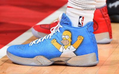 Montrezl Harrell in the Air Jordan 29 'Homer Simpson'