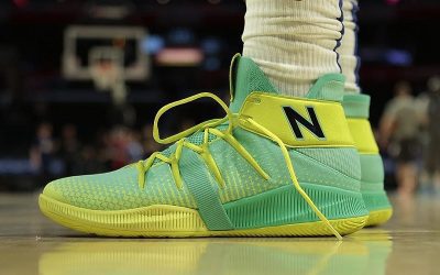 Montrezl Harrell in the New Balance OMN1S 'Neon green and yellow'