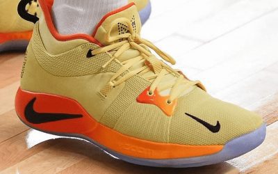 Paul George in the Nike PG 2 'Gold with orange trim'