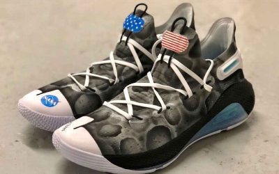 Stephen Curry in the Under Armour Curry 6 'Moon Landing'