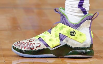 Willie Cauley-Stein in the Nike Zoom LeBron Soldier 12 'Why So Serious' customs'