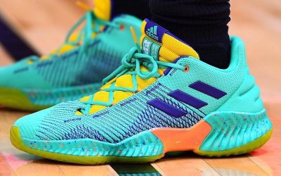 Zach LaVine in the Adidas Pro Bounce 2018 Low 'Teal and yellow'