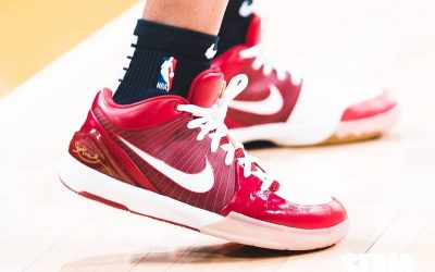 Shabazz Napier in the Nike Zoom Kobe 4 Protro 'Red and white'