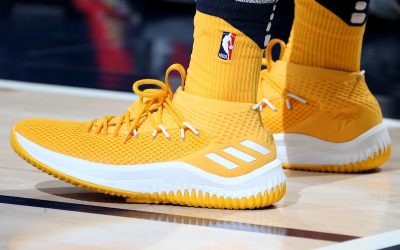 Donovan Mitchell in the Adidas Dame 4 'All yellow'