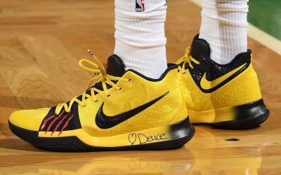 Jayson Tatum in the Nike Kyrie 3 'Yellow with black swoosh'