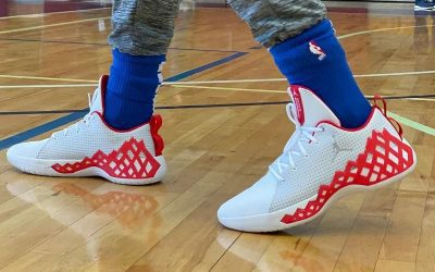 Luka Doncic in the Jordan Jumpman Diamond 'White and red'