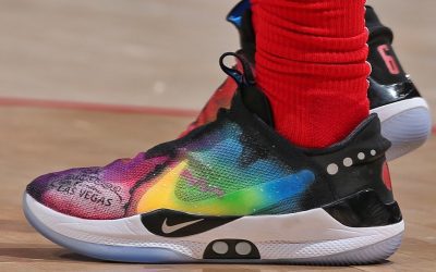 Bruce Brown Jr. in the Nike Adapt BB 'Las Vegas' Custom'