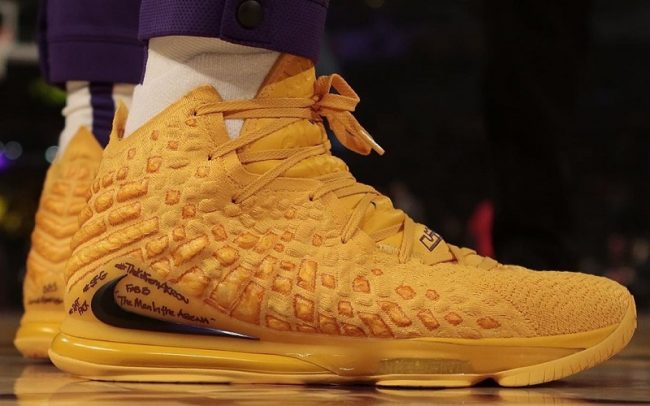 LeBron James in the Nike LeBron 17 “All Yellow”